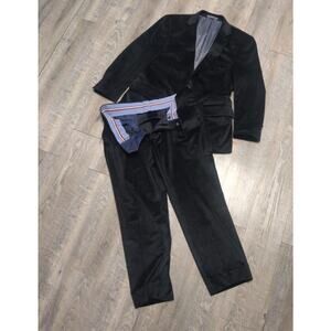 Tommy Hilfiger 2 Piece Suit 42 S polyester black velvet Pants 36w x 30L